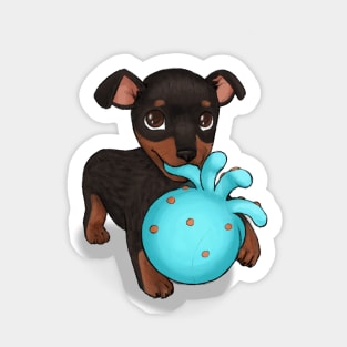 Miniature Doberman Pinscher Puppy on Moss Green Sticker